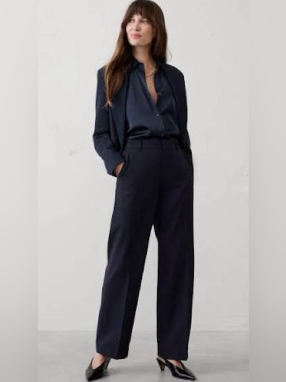 Banana Republic Straight Navy Blue Trousers
